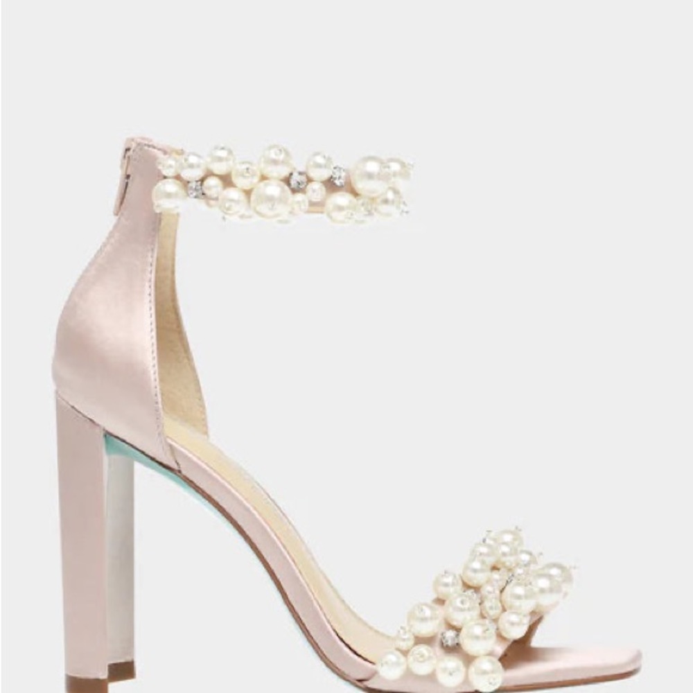 Betsey Johnson SB-Fay Pearl Rhinestone Heels In Blush